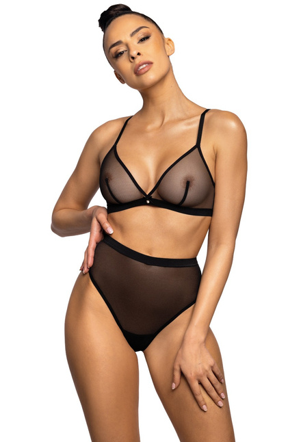 Set triangle soft bra black Aggie M-0193/0 and high thongs S-0193/4/1