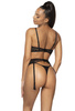 Set push-up bra black Lindsay M-0203/11 + thongs S-0203/4 /1+ suspender belt P-0203/3