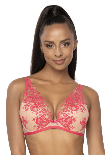 Komplet biustonosz push-up beżowo- różowy Frances M-3804/11/1 i stringi S-3804/4