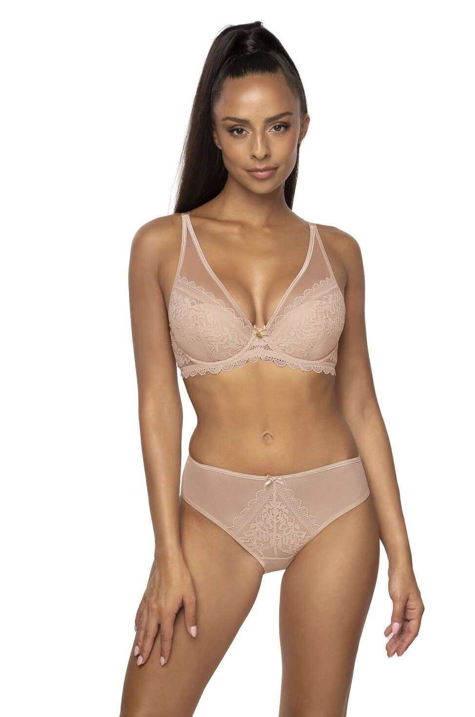 Set push-up bra beige Estelle M-0198/11 and thongs S-0198/4