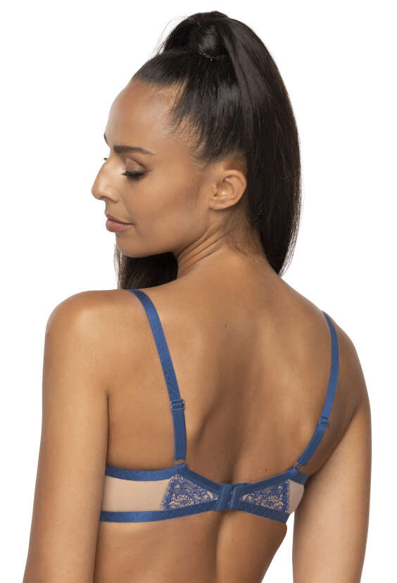 Komplet biustonosz push-up beżowo- granatowy Frances M-3804/11 i stringi S-3804/4