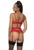 Set push-up bra red Estelle M-0198/11/2 + thongs + suspender belt