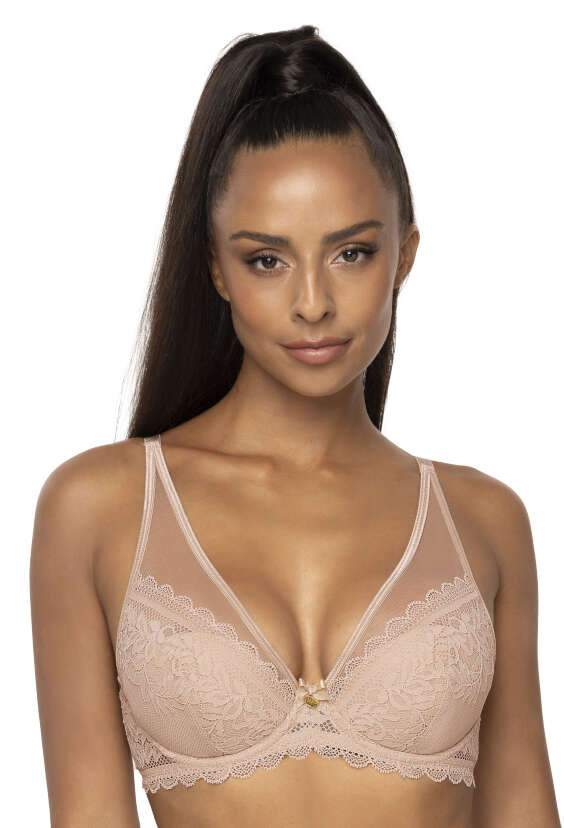 Komplet biustonosz push-up beżowy Estelle M-0198/11 i stringi S-0198/4/1