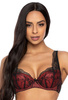 Padded bra black-red Percy M-3530/22 and panties F-3530/5