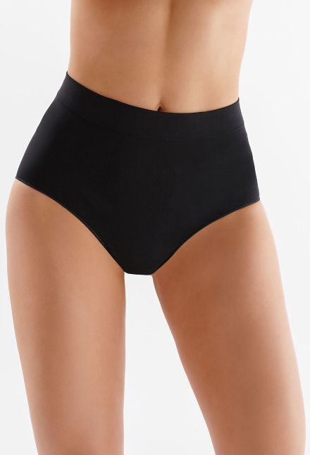 Majtki bezszwowe z wysokim stanem Czarne Midi briefs 